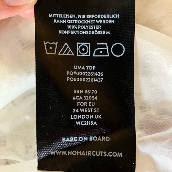 NWT BARBER BABE ON BOARD  Elegant Cream Lace Ruffle Top Size Medium - Picture 5 of 14